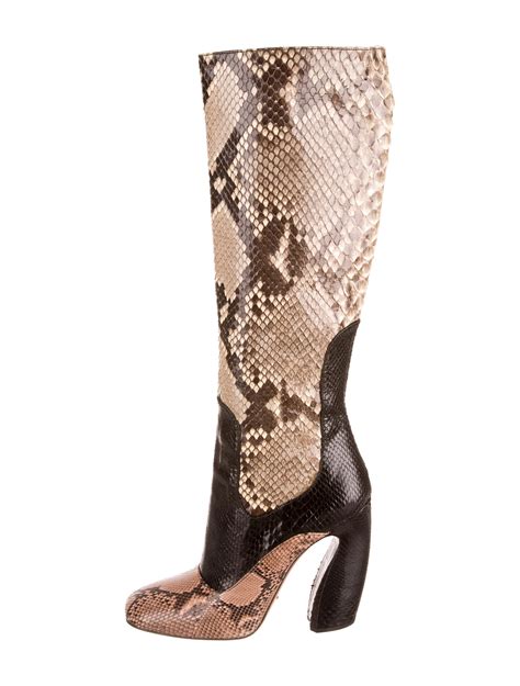 prada tall suede boots|Prada snakeskin boots.